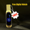 Pack Of 2 Golden Chain With Golden Bracelet And Diamond Ring + Free Digital Watch Combo