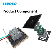 Livolo Luxury Wall Touch Sensor Switch,EU Standard 1Gang 1Way Light Switch,Crystal Glass 220-250,C701-1/2/5